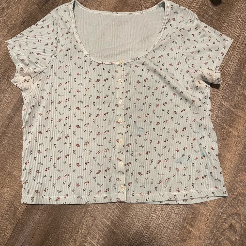 Floral Button-Up Crop Top